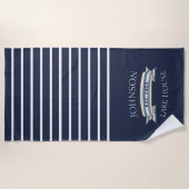 Nausea Blue White Family Name Lake House Strandtuch (Vorderseite)