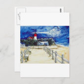 Nauset Light Conferring mit dem Mond Postkarte (Vorne/Hinten)