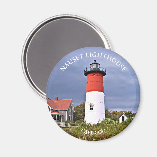 Nauset Lighthouse, Cape Cod MA Round Magnet (Vorderseite/Rückseite)