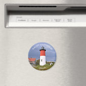 Nauset Lighthouse, Cape Cod MA Round Magnet (In Situ (Geschirrspüler))