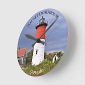 Nauset Lighthouse, Cape Cod MA Wall Clock Runde Wanduhr (Winkel)