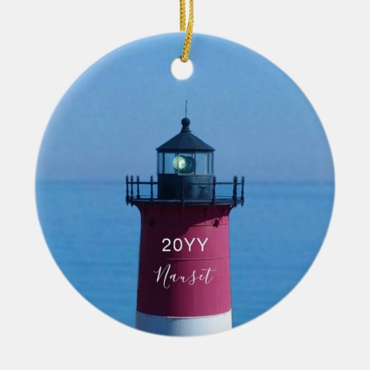 Nauset Lighthouse Dated Cape Cod Christmas Keramik Ornament (Vorne)