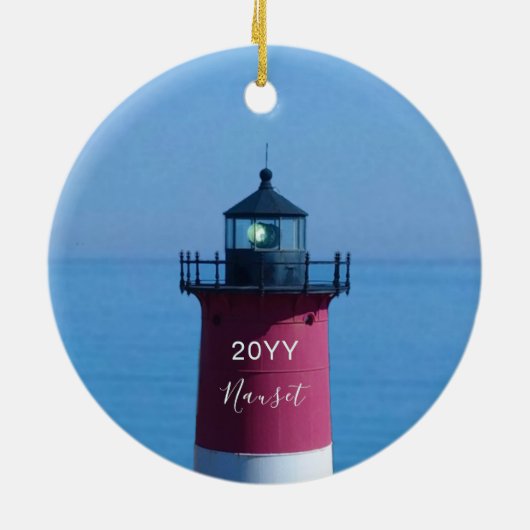 Nauset Lighthouse Dated Cape Cod Christmas Keramik Ornament (Hinten)