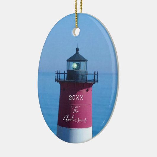 Nauset Lighthouse Dated Script Name Keramik Ornament (Links)
