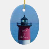 Nauset Lighthouse Dated Script Name Keramik Ornament (Vorne)