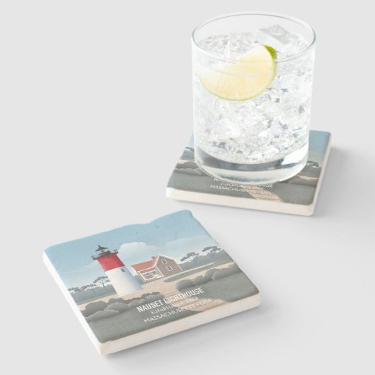 Nauset Lighthouse Steinuntersetzer (Seitenansicht)