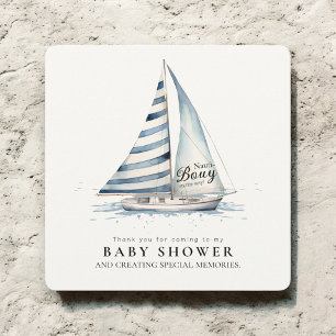 Nauti Bouy Baby Shower Segelboot Aquarell Dankeskarte