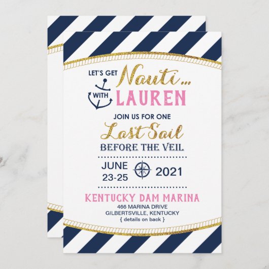 Nauti Bridal Dusche Einladung (Vorne/Hinten)