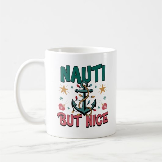 Nauti But Nice Funny Nautical Christmas Anchor Kaffeetasse (Links)