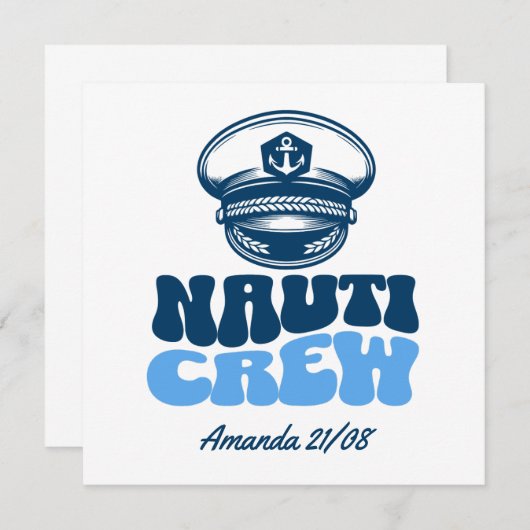 nauti crew retro blue  einladung (Vorne/Hinten)