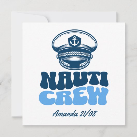 nauti crew retro blue  einladung (Vorderseite)