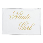 Nauti Girl Bad Buoy Seine Hers Gold Script Nautic Kissenbezug (Rückseite-Links)
