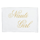 Nauti Girl Bad Buoy Seine Hers Gold Script Nautic Kissenbezug (Vorderseite-Links)
