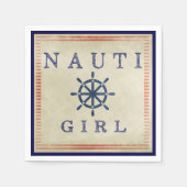 Nauti Girl Coastal Paper Napkin Serviette (Vorderseite)