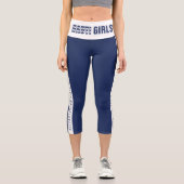 Nauti Girls Blue Striping Junggeselinnen-Abschied Capri Leggings (Vorderseite)
