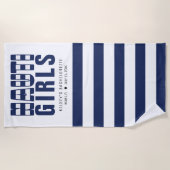 Nauti Girls Striped Nautic Junggeselinnen-Abschied Strandtuch (Vorderseite)