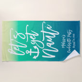 Nauti Nautical Bachelorette Blue Gradient Strandtuch (Vorderseite)