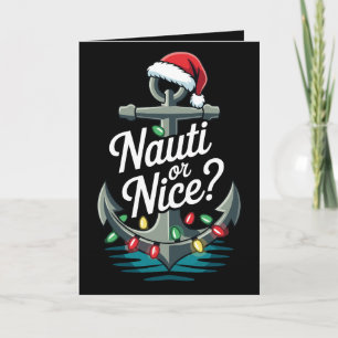 Nauti oder nette Weihnachts-Anker-Santa-Hut-Lichte Karte