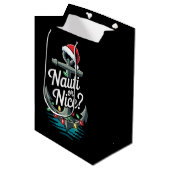 Nauti oder nette Weihnachts-Anker-Santa-Hut-Lichte Mittlere Geschenktüte (Vorderseite Schrägansicht)