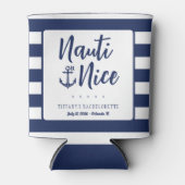 Nauti oder Nice Anker gestreifte nautische Jungges Dosenkühler (Vorderseite)