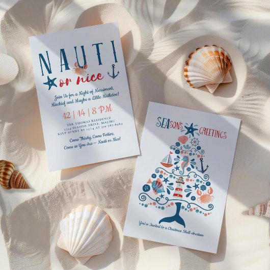 Nauti oder Nice Nautical Christmas Party Einladung