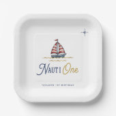 Nauti One Segelboot 1. Geburtstagsfeier Pappteller (Vorderseite)