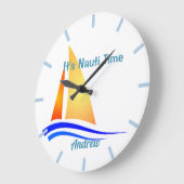 Nauti Thoughts Nautical Sailboat Große Wanduhr (Winkel)