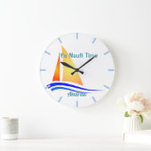 Nauti Thoughts Nautical Sailboat Große Wanduhr (Zuhause)