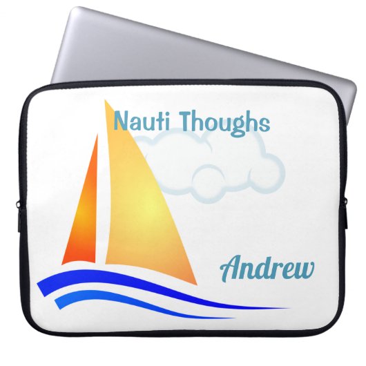 Nauti Thoughts Nautical Sailboat Laptopschutzhülle (Vorderseite)
