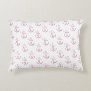 Nautic Accent Pillow Rosa Aquarellfarben - Anker Dekokissen