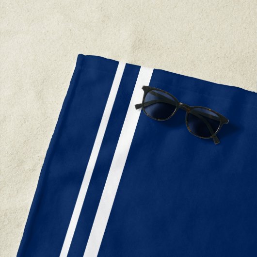 Nautic Add Name Script Navy Blue Striping Strandtuch (Beispiel)