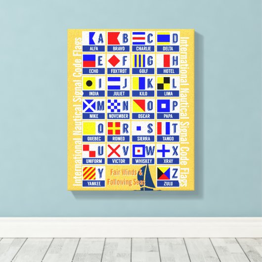 Nautic Alphabet Flags Leinwanddruck (Insitu (Holzboden))