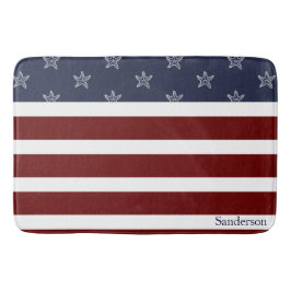 Nautic American Flag Red White Blue Starfish Teppi Badematte