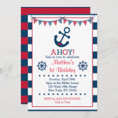 Nautic Anchor 1. Geburtstag Einladung (Vorne/Hinten)