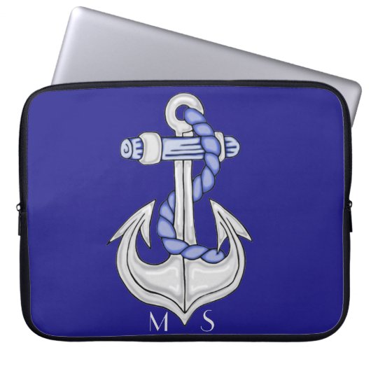 Nautic Anchor 2 Monogram Laptop Sleeve (Vorderseite)