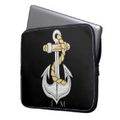 Nautic Anchor 3 Monogram Laptop Sleeve (Vorderseite Links)