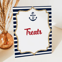 Nautic Anchor Ahoy Leckereien Table Party Sign