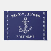 Nautic Anchor and Rope Blue Fußmatte (Vorderseite)