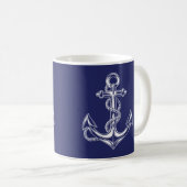Nautic Anchor and Rope Blue Kaffeetasse (VorderseiteRechts)