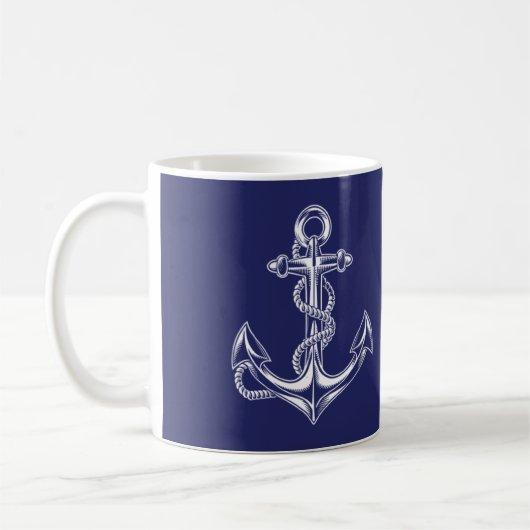 Nautic Anchor and Rope Blue Kaffeetasse (Links)