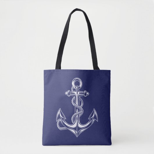 Nautic Anchor and Rope Blue Tasche (Vorderseite)