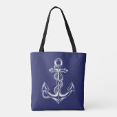 Nautic Anchor and Rope Blue Tasche (Rückseite)