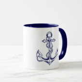 Nautic Anchor and Rope Blue Tasse (VorderseiteRechts)
