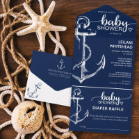 Nautic Anchor Baby Dusche Windeln Raffle Navy