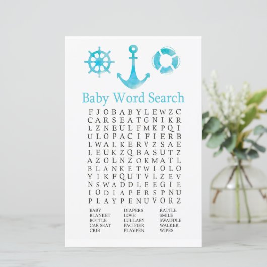 Nautic Anchor Baby Shooter Word Search Game (Stehend Vorderseite)
