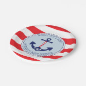 Nautic Anchor Baby Shower Boy Patriotic Pappteller (Schrägansicht)