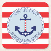 Nautic Anchor Baby Shower Boy Patriotic Rechteckiger Pappuntersetzer (Vorderseite)