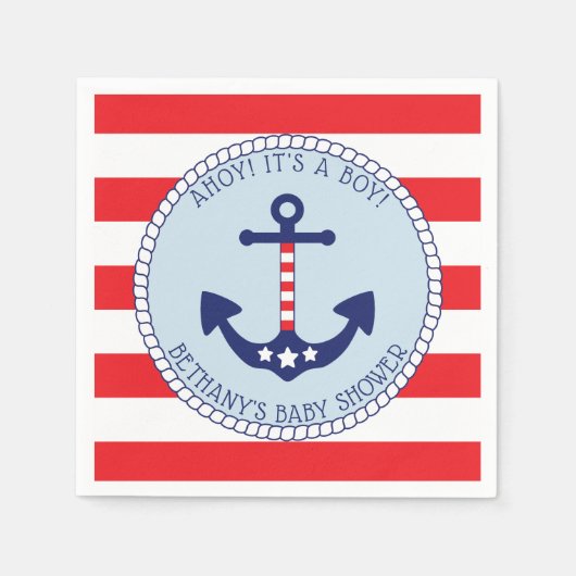 Nautic Anchor Baby Shower Boy Patriotic Serviette (Vorderseite)