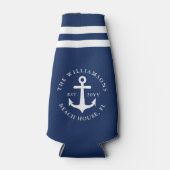 Nautic Anchor Beach House Navy Blue Flaschenkühler (Vorderseite)