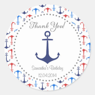 Nautic Anchor Birthday Sticker